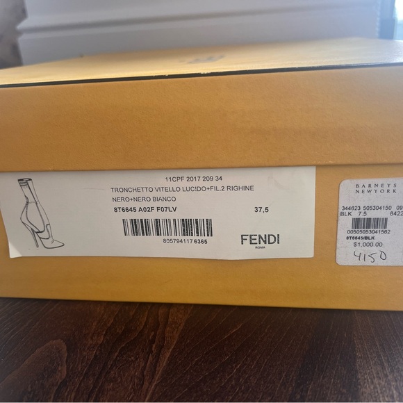 Fendi Leather Stretch Knit Ankle Boots Heels, 37.5 - Picture 10 of 10